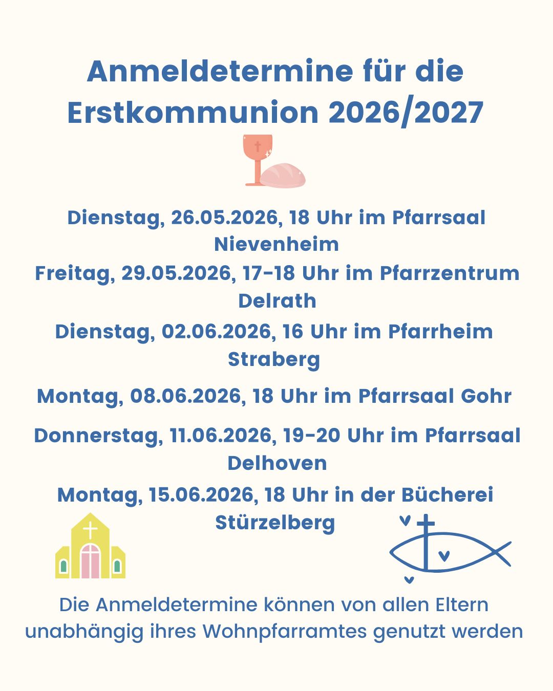 Die Termine sind aufgelistet