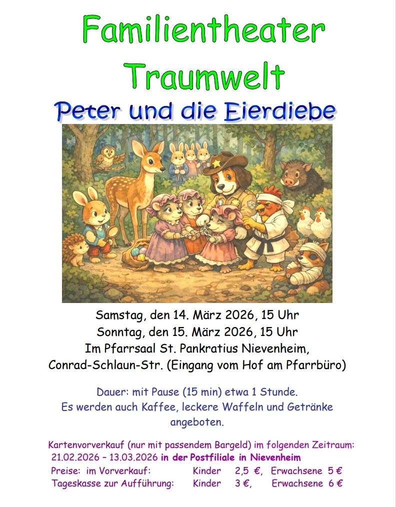 herzliche Einladung zu den Aufführungen des Familientheaters Traumwelt