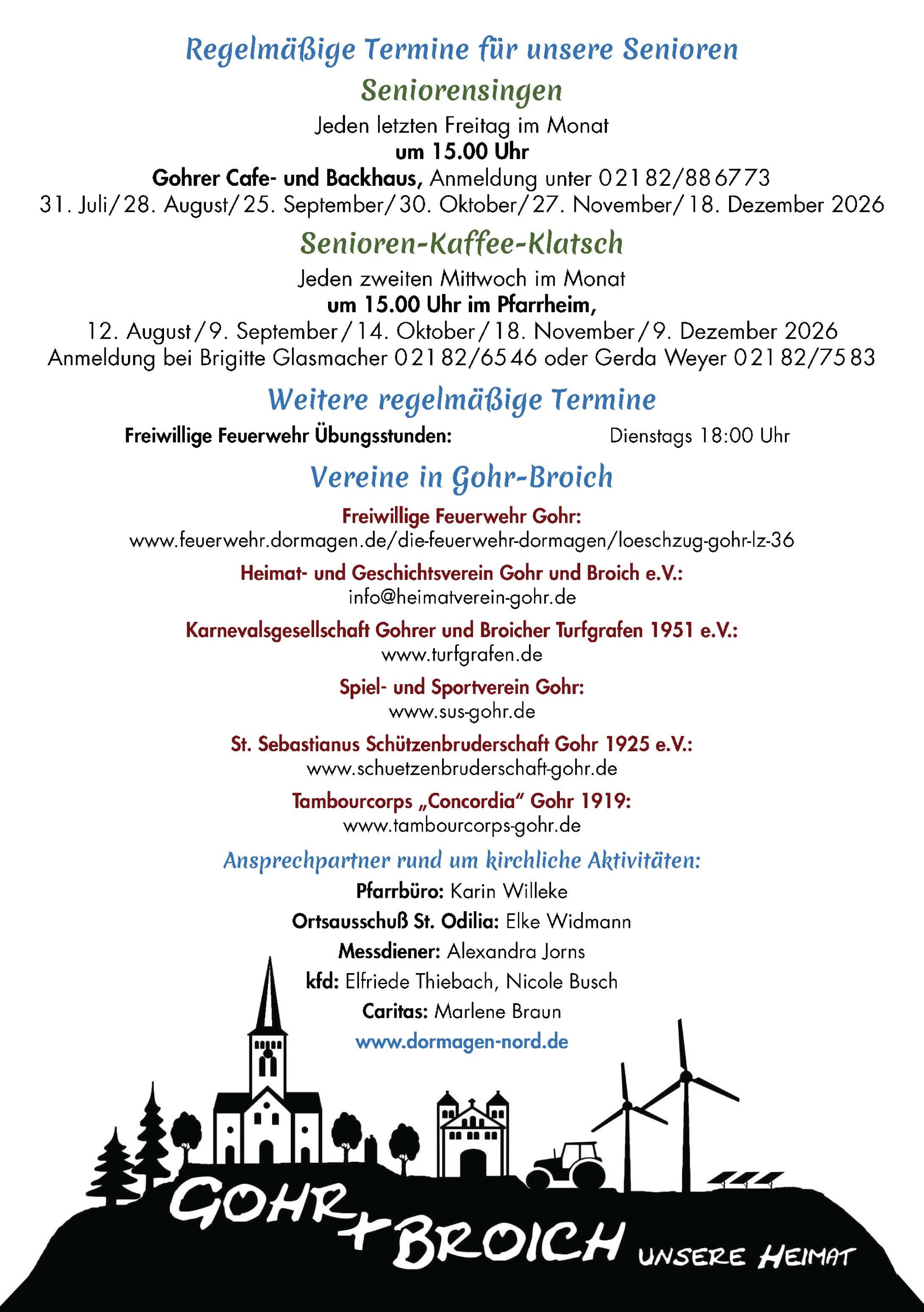 Flyer mit Terminen für Gohr und Broich