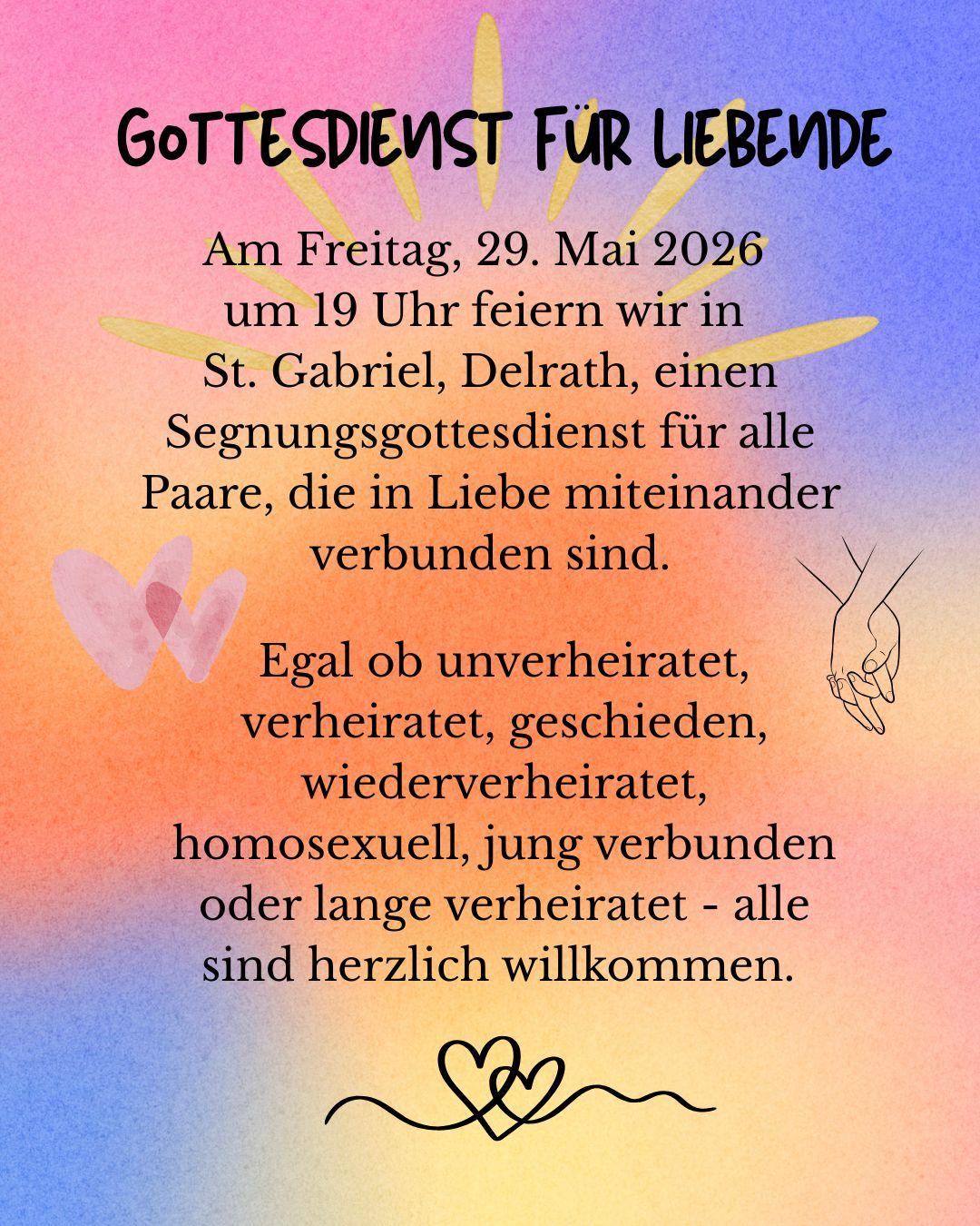 Einladung zum Gottesdienst für Liebende