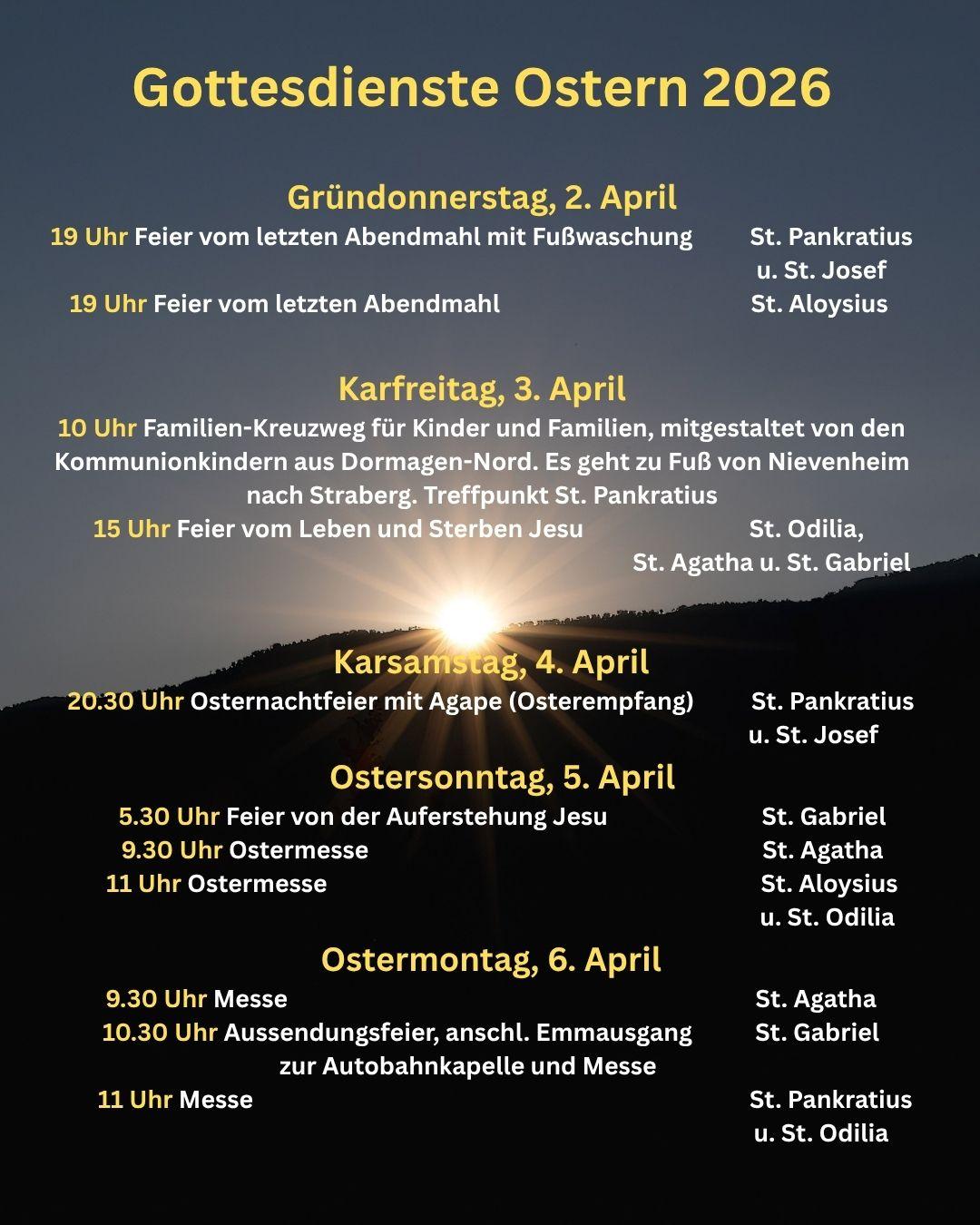 Gottesdiensttermine sind aufgelistet