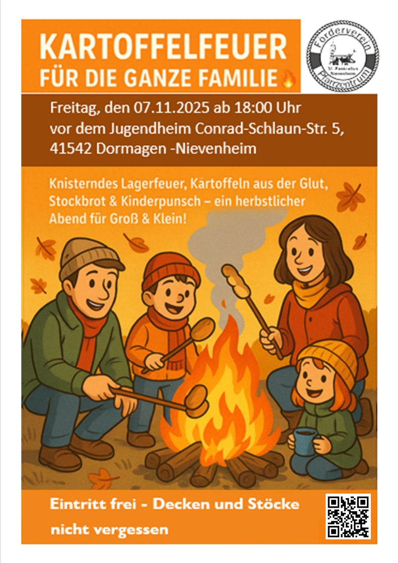 Plakat mit Einladung zum Kartoffelfeuer
