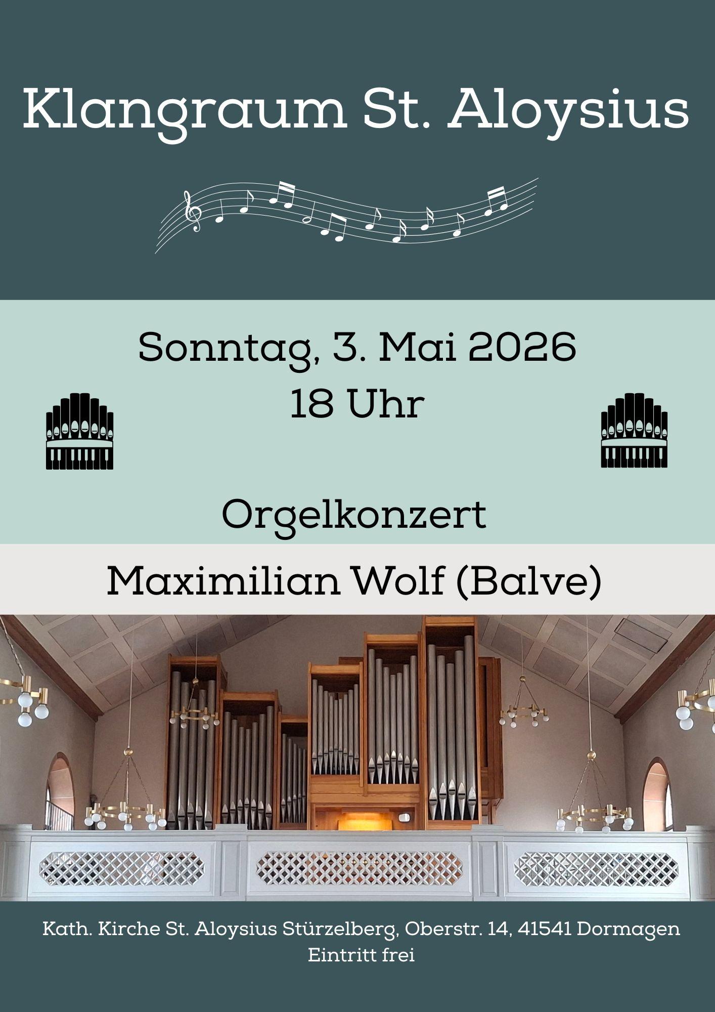 Einladung zum Orgelkonzert am 3. Mai, 18 Uhr